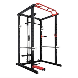 Power Rack Cage w/ Lat Pull Down Dip Bar Bench Press Squats Home Gym