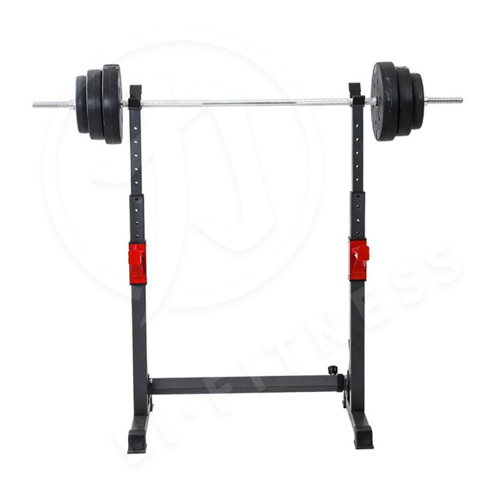Home Gym Adjustable Squat Rack - Weight Bench Press - Barbell Bar Squat Stand